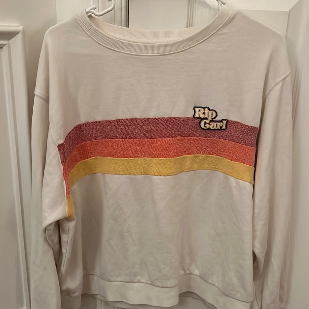 Rip curl white crew neck sweatshirt